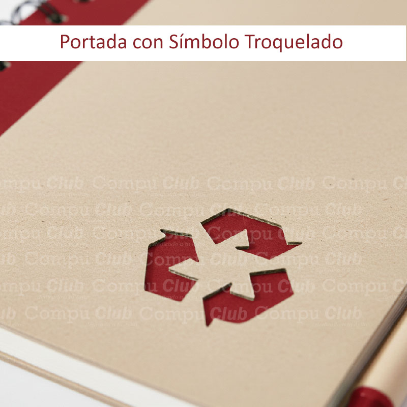Libreta corporativa A5 + bolígrafo, material reciclado Rojo - Imagen 5