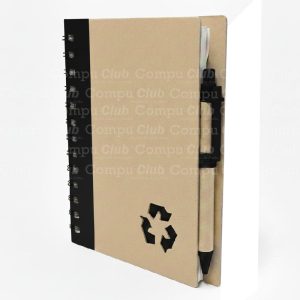Libreta corporativa A5 + bolígrafo, material reciclado Negro